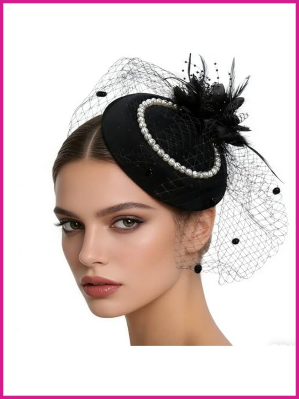 Felt Fedora Hat with Veil & Flower Bowler Church Party Cap